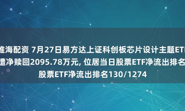 维海配资 7月27日易方达上证科创板芯片设计主题ETF(589030)遭净赎回2095.78万元, 位居当日股票ETF净流出排名130/1274